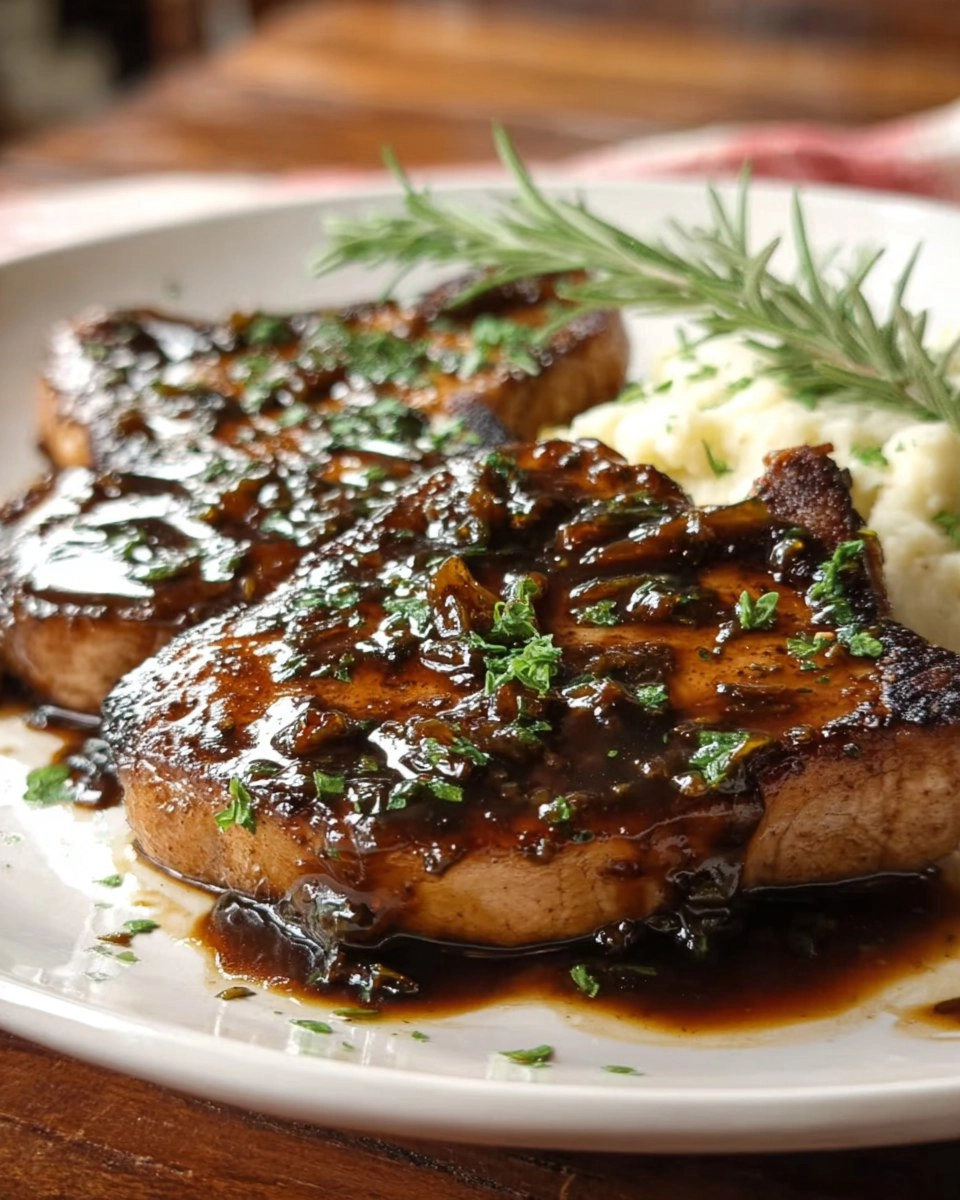 Balsamic Pork Chops with Cauli Mash