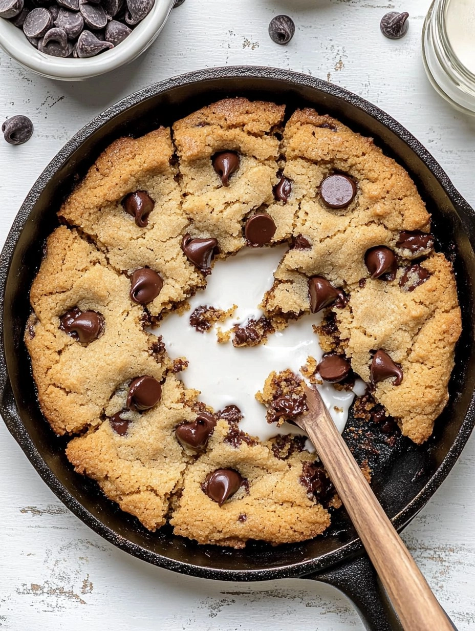 Chewy Gooey Chocolate Chip Skillet Cookie
