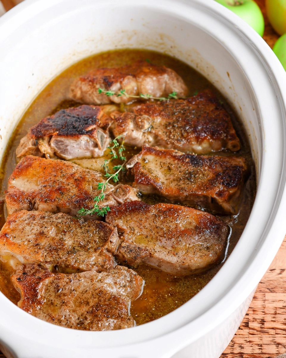 Fall-Apart Tender Crockpot Apple Pork Chops
