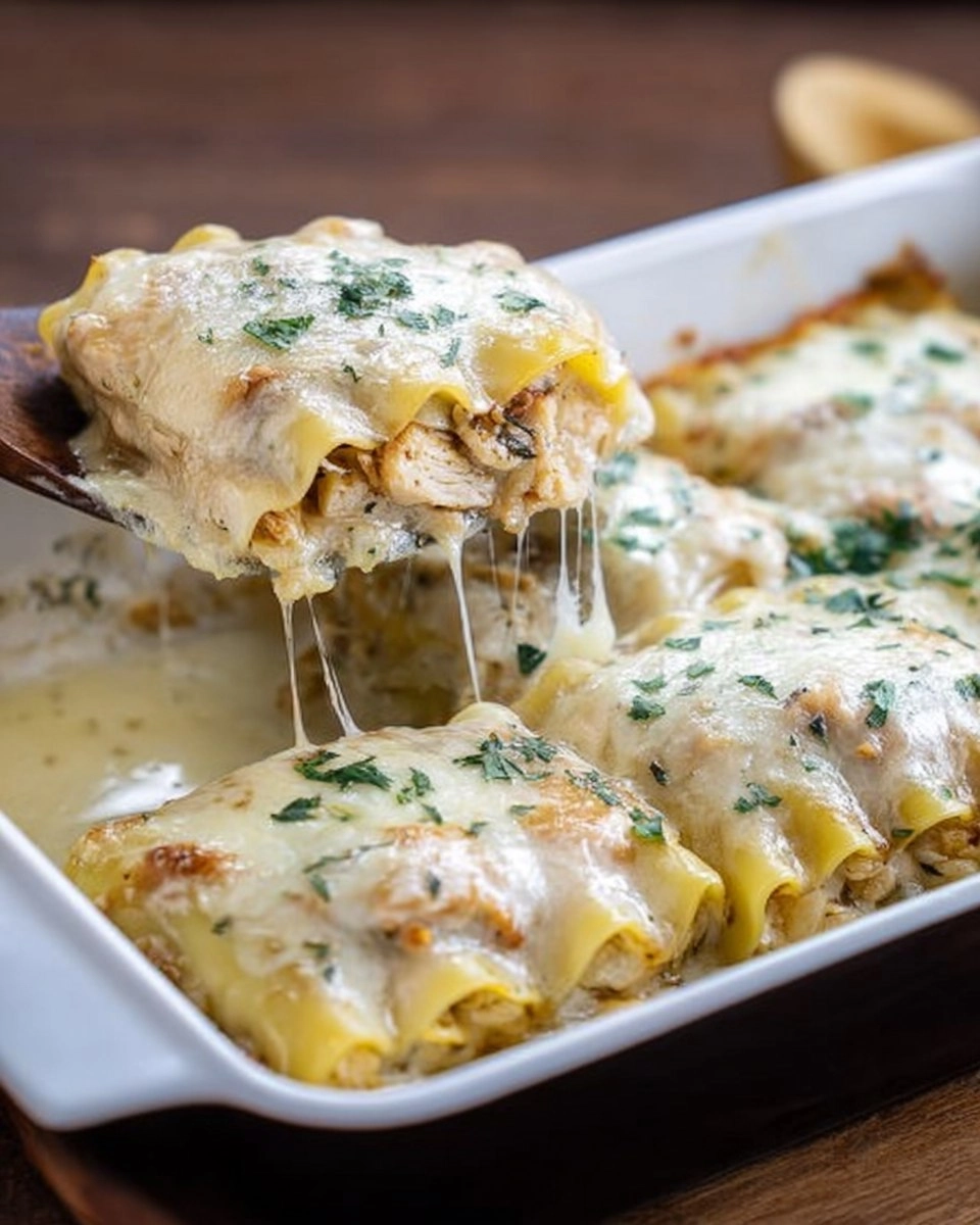 French Onion Chicken Lasagna Rollups
