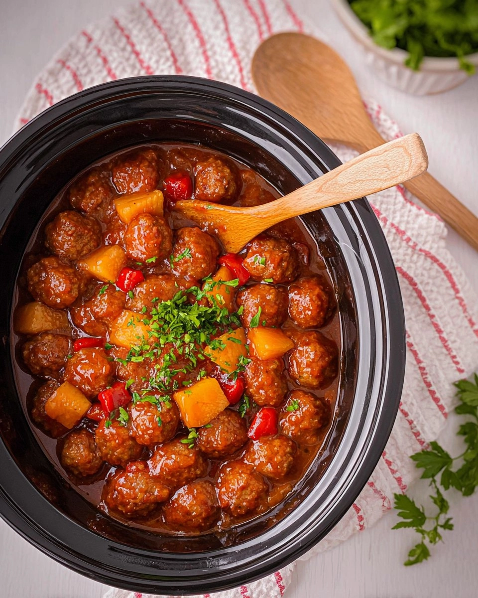 Healthy Crockpot Hawaiian Meatballs