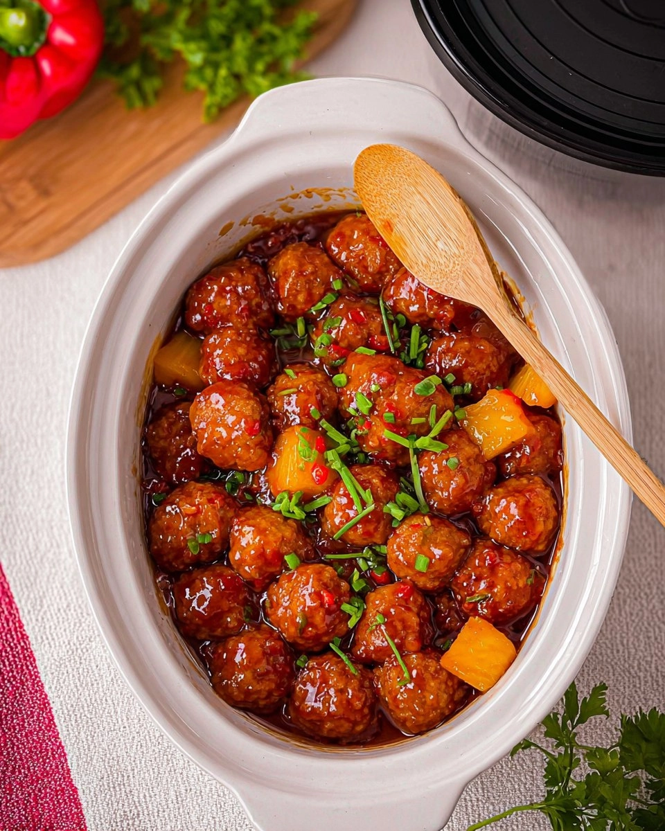 Healthy Crockpot Hawaiian Meatballs