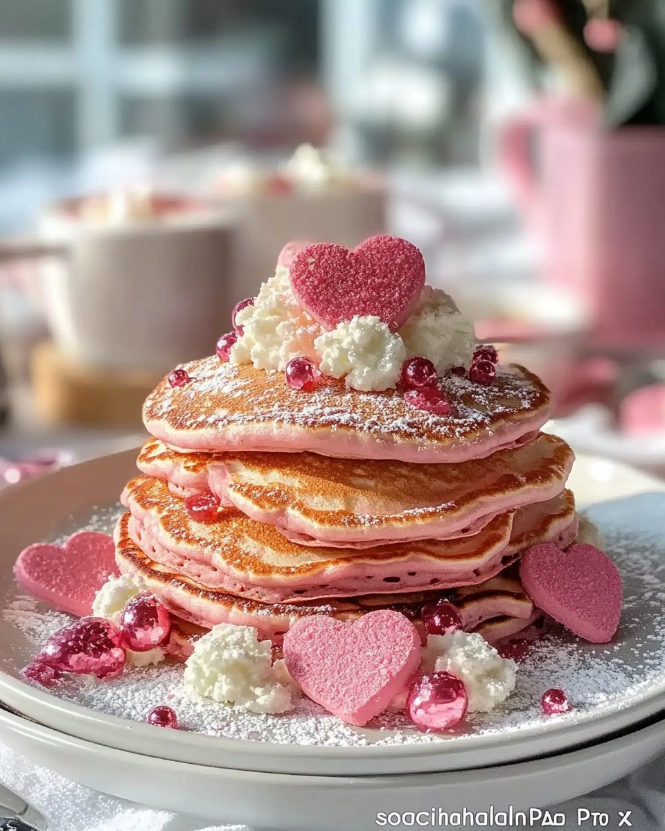 Romantic Brunch Ideas Pink Pancakes