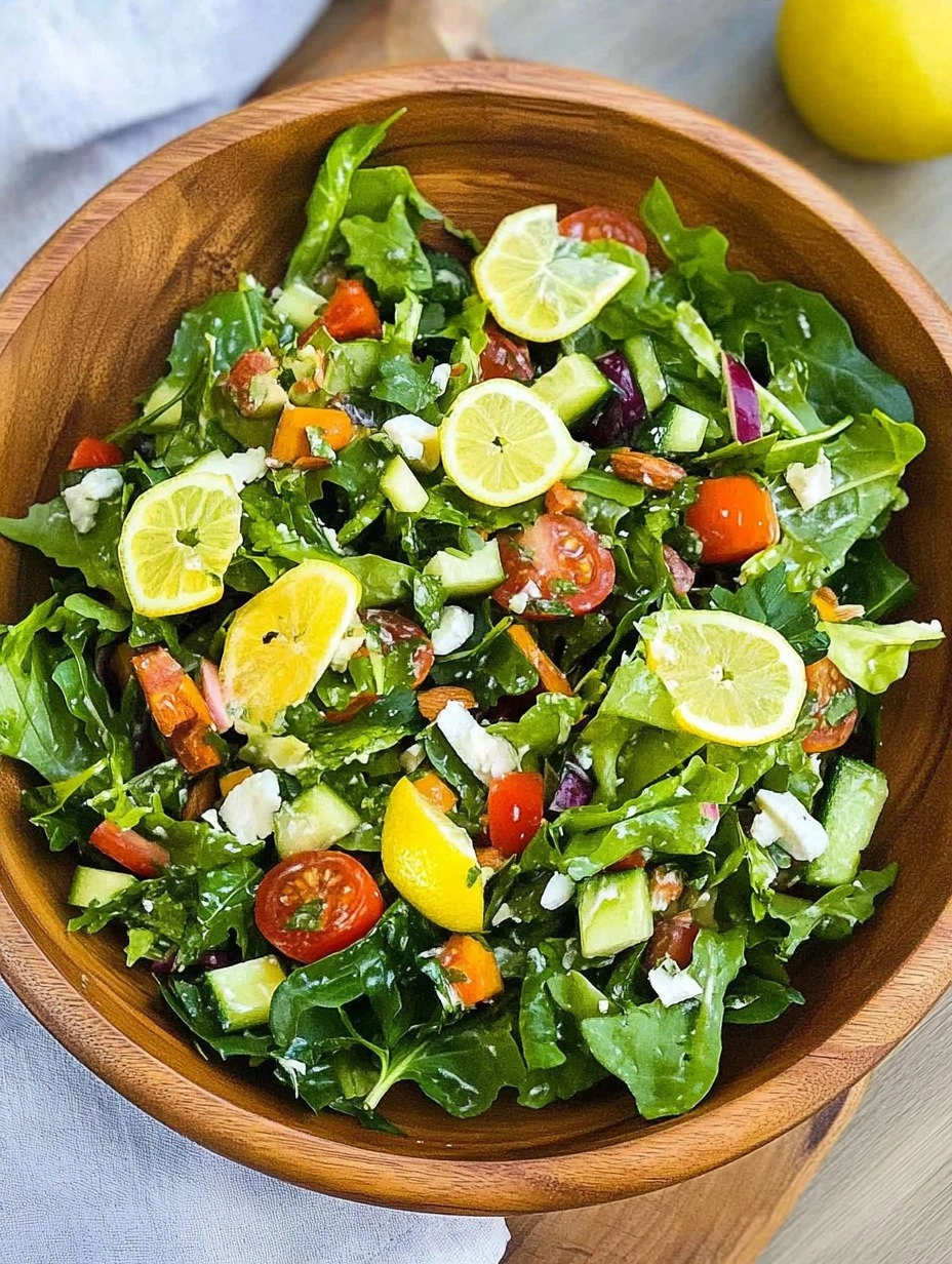 Spring Green Salad | Fresh Chopped Salad with Lemon Dressing
