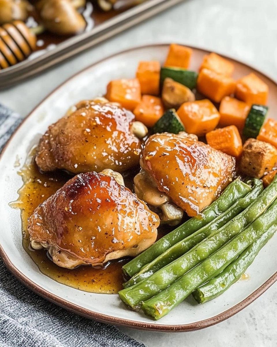 Baked Honey Garlic Chicken Thighs with Veggies