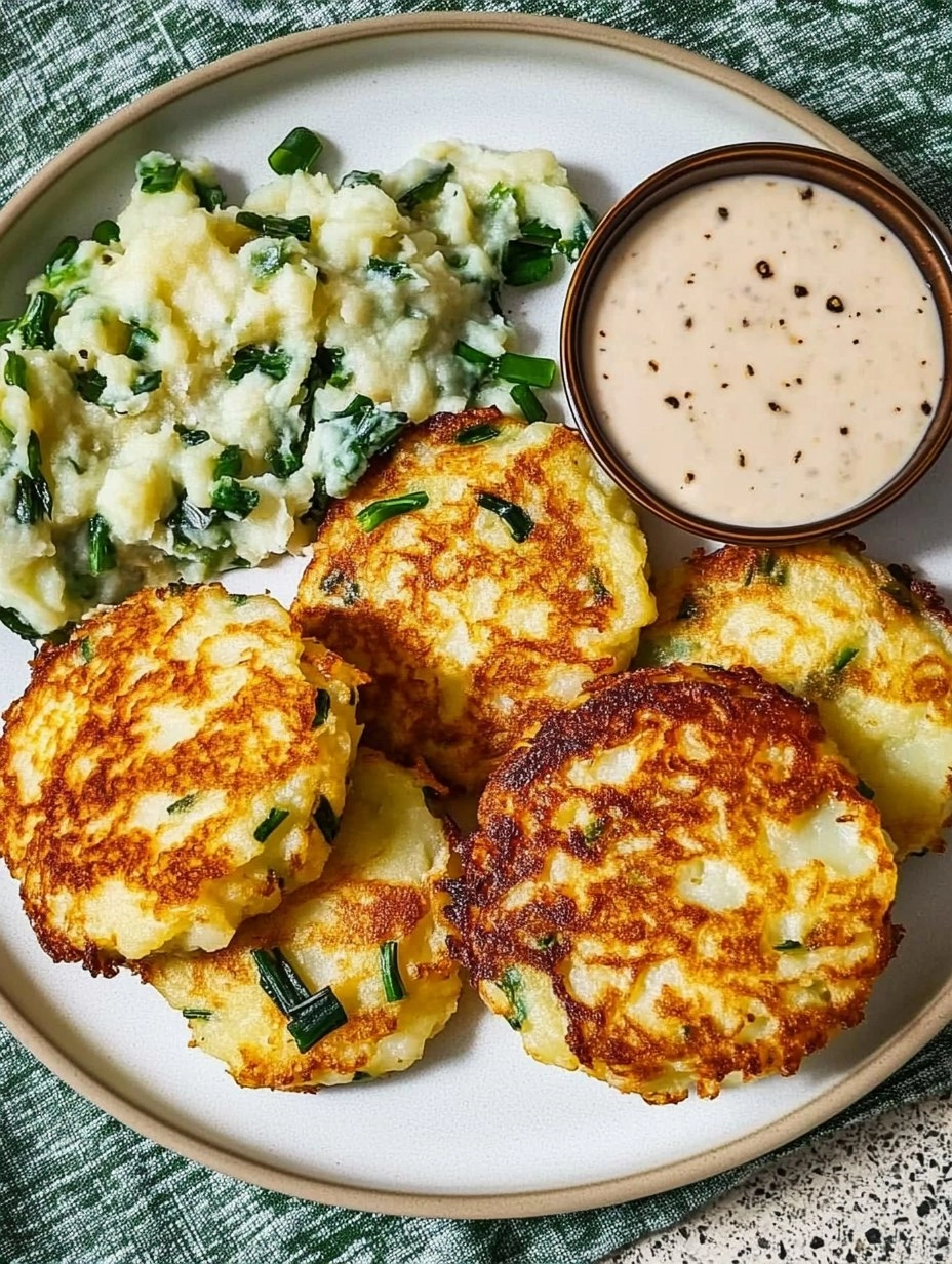 Cheesy Colcannon Potato Cakes with Scallions