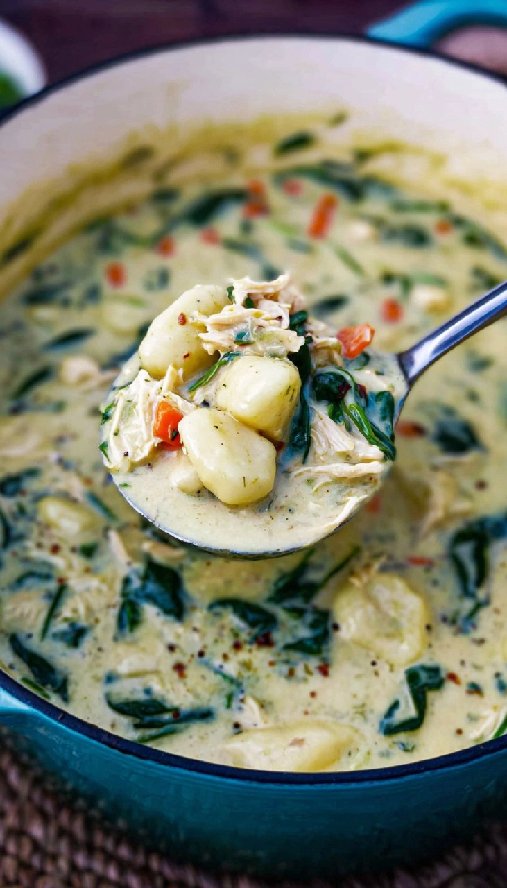 Creamy Chicken & Gnocchi Soup with Spinach