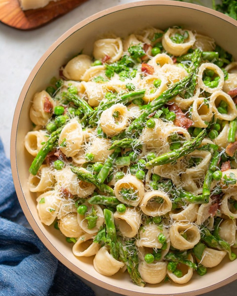 Creamy Lemon Asparagus Pasta with Peas & Parmesan