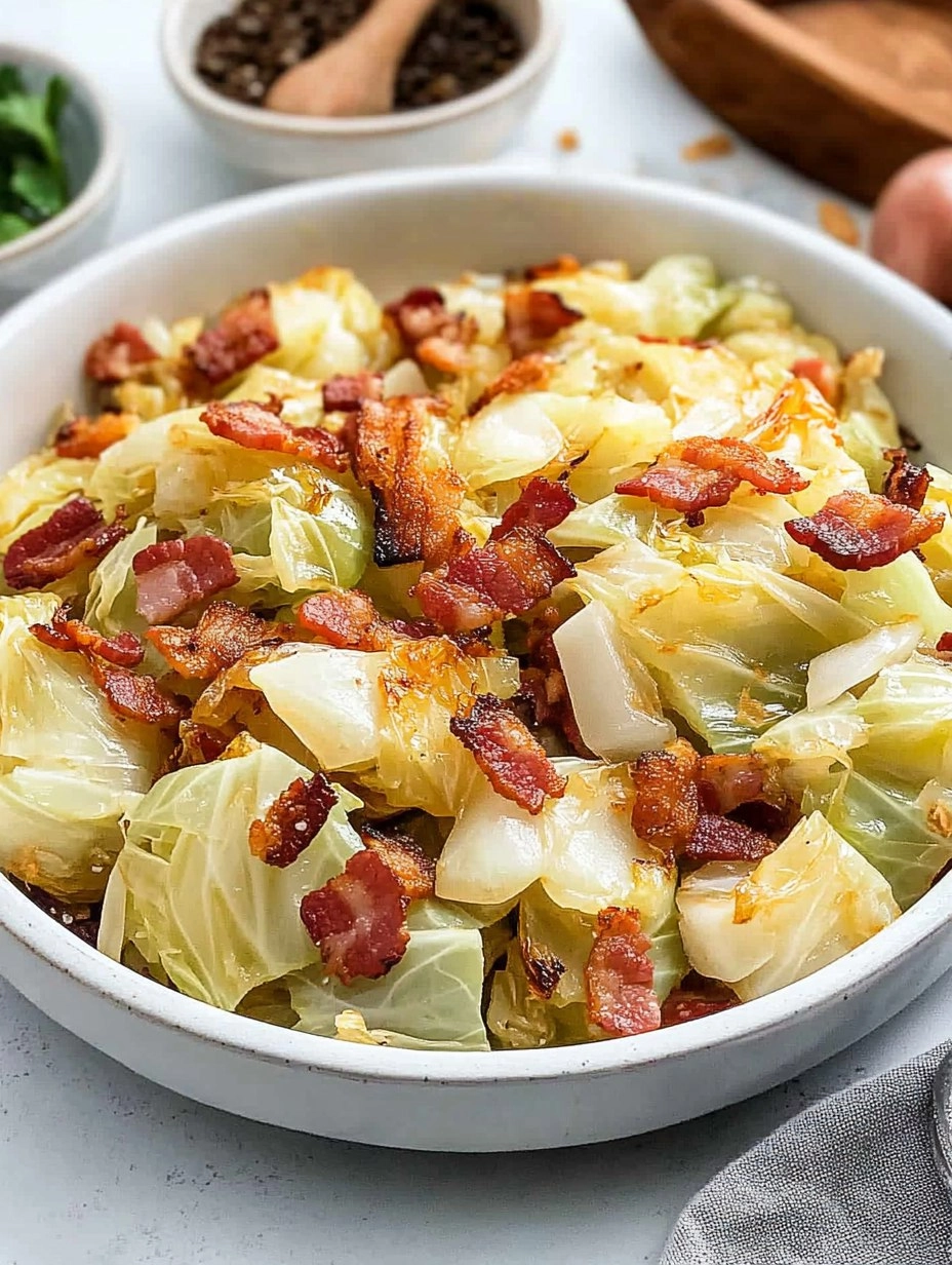 Crispy Pan-Fried Cabbage with Bacon & Onions