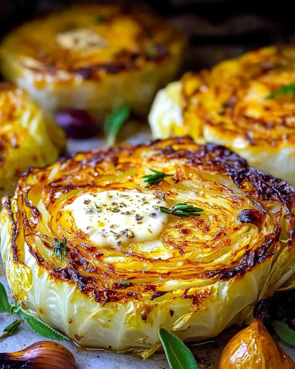 Crispy Roasted Parmesan Cabbage Steaks with Garlic Herb Butter