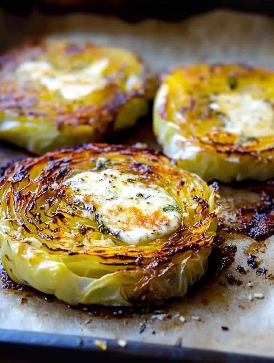 Crispy Roasted Parmesan Cabbage Steaks with Garlic Herb Butter