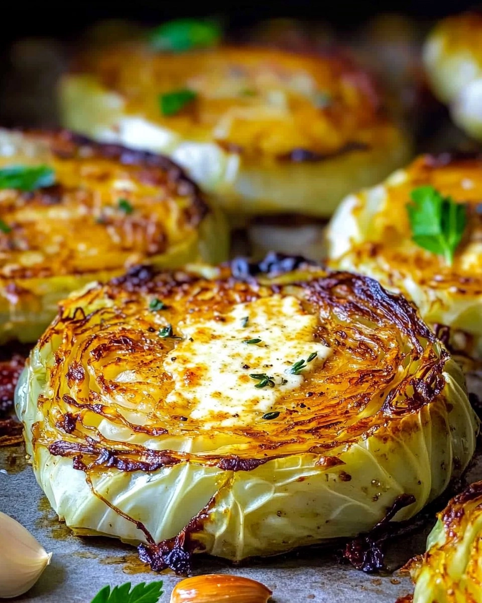 Crispy Roasted Parmesan Cabbage Steaks with Garlic Herb Butter
