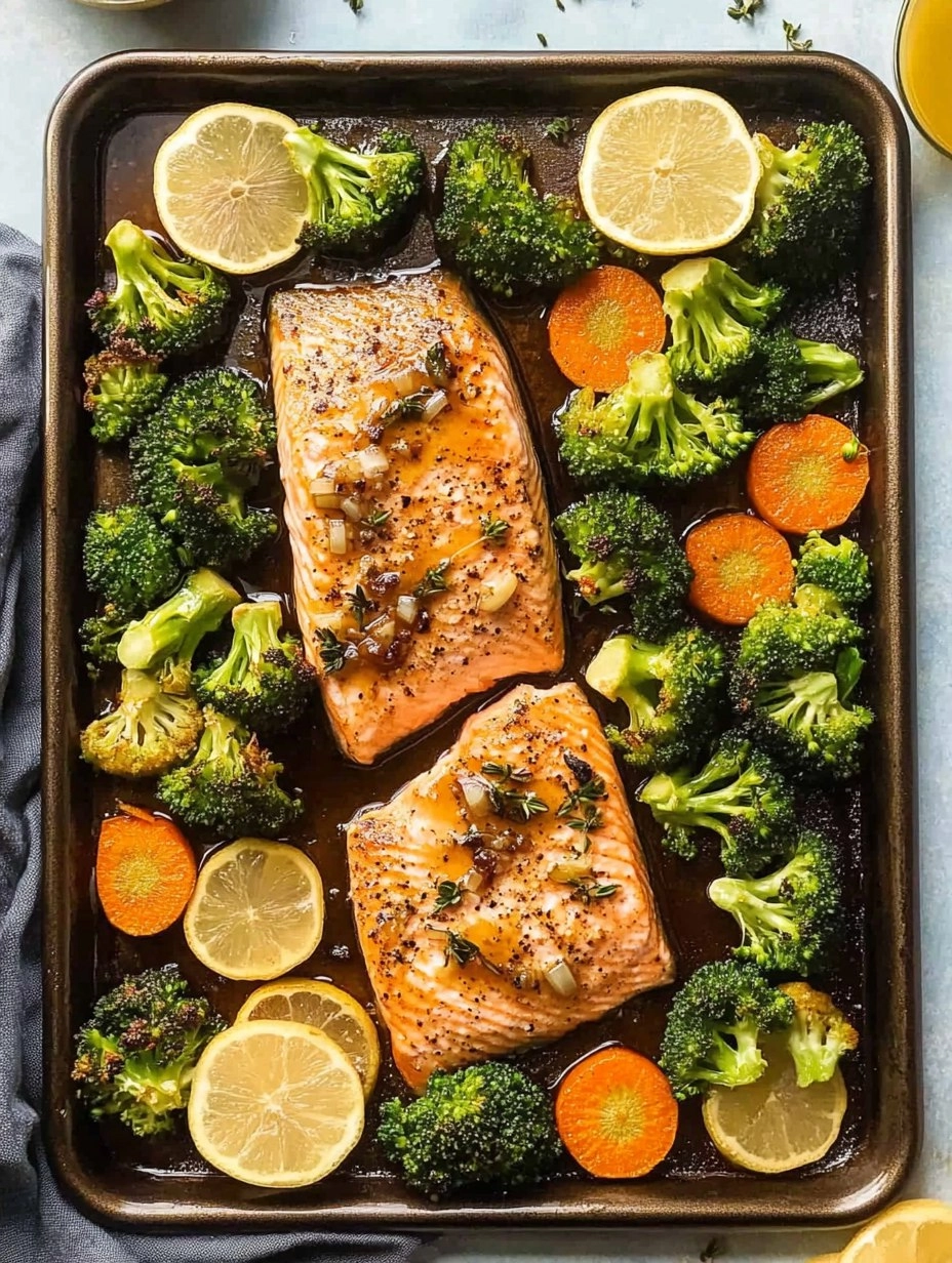 Honey Garlic Sheet-Pan Salmon with Broccoli & Carrots 111 Honey Garlic Sheet-Pan Salmon with Broccoli & Carrots