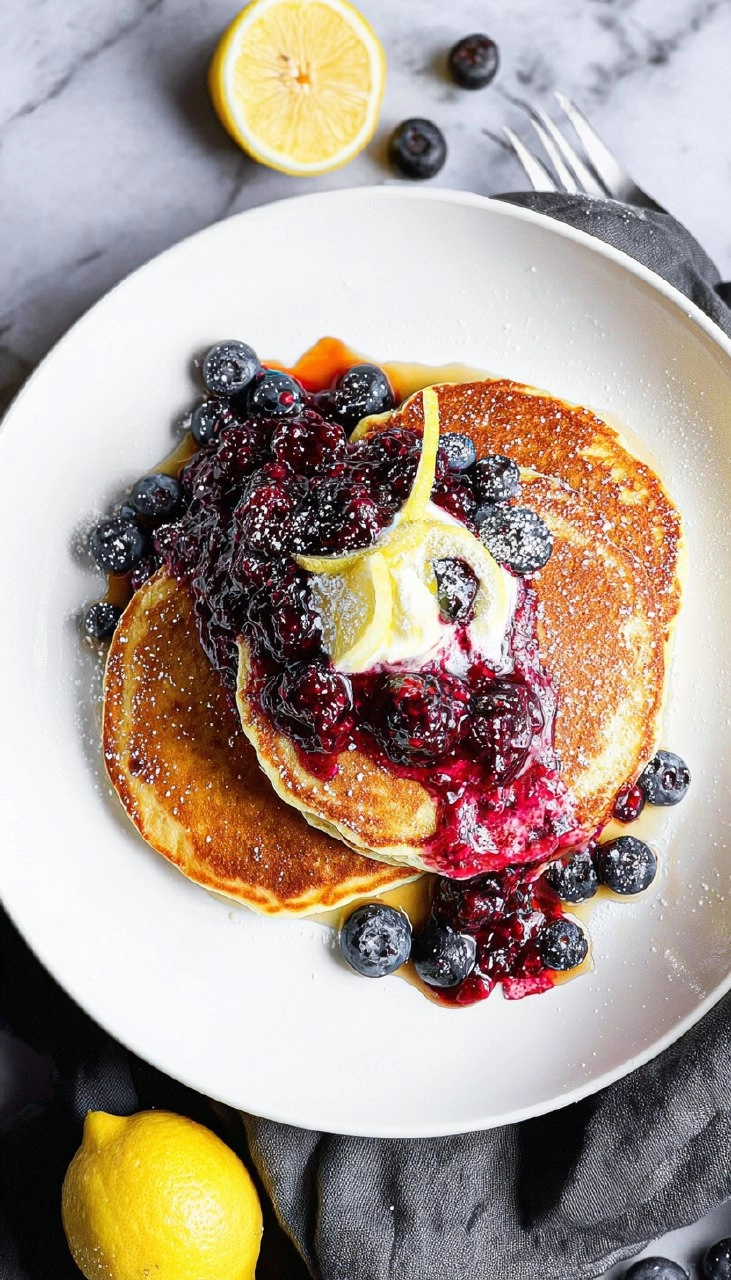 Lemon Ricotta Pancakes with Warm Berry Compote