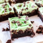Mint-Chocolate-Chip-Brownies-with-Green-Swirl-Frosting-Recipe