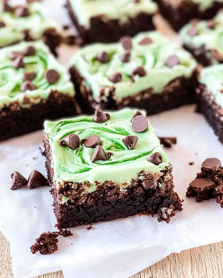 Mint-Chocolate-Chip-Brownies-with-Green-Swirl-Frosting-Recipe