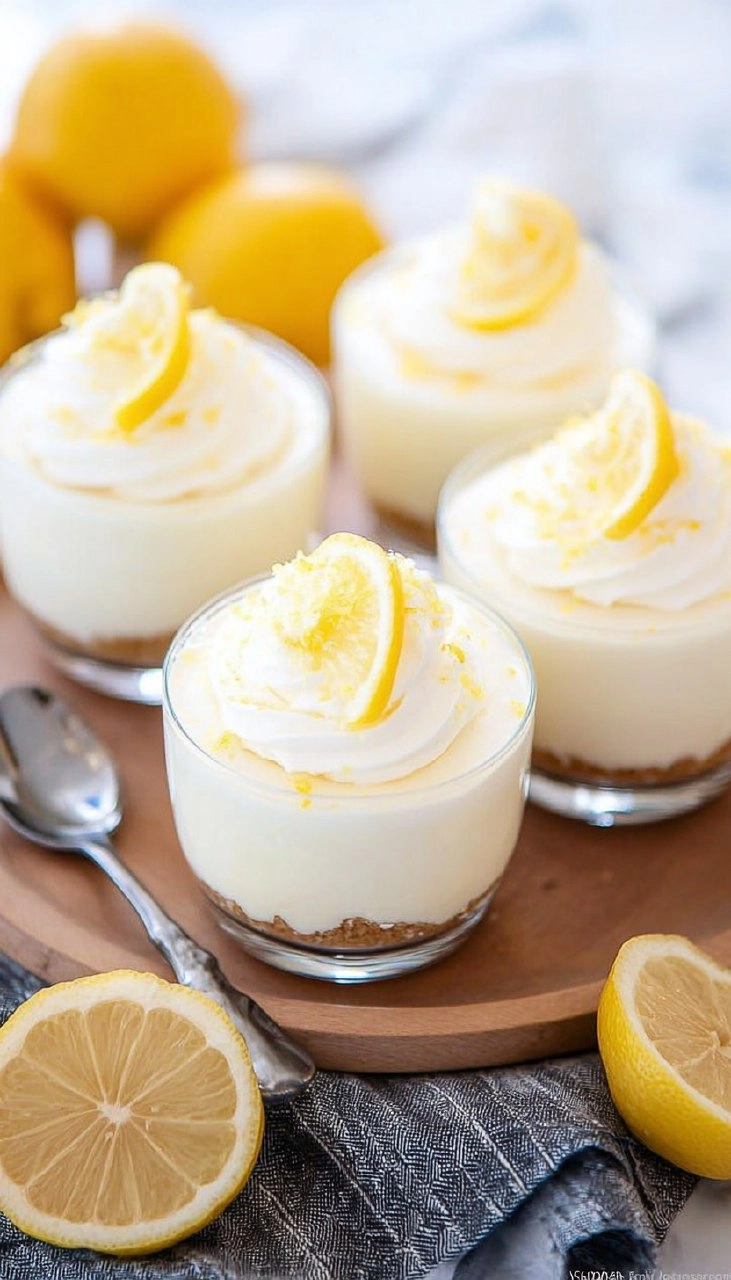 No-Bake Lemon Cheesecake Cups with Vanilla Cookie Crust