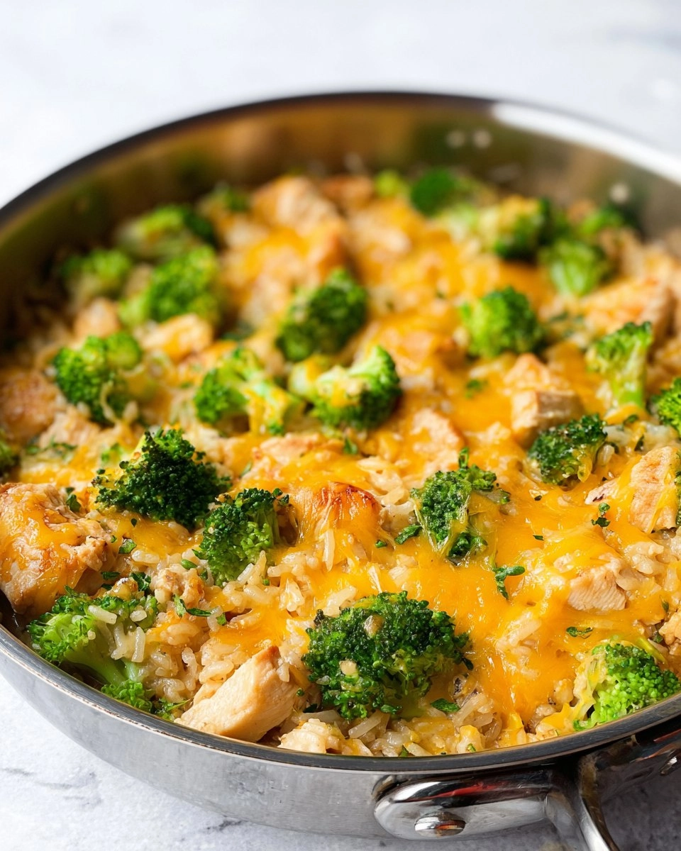 One Pan Cheesy Chicken Broccoli and Rice