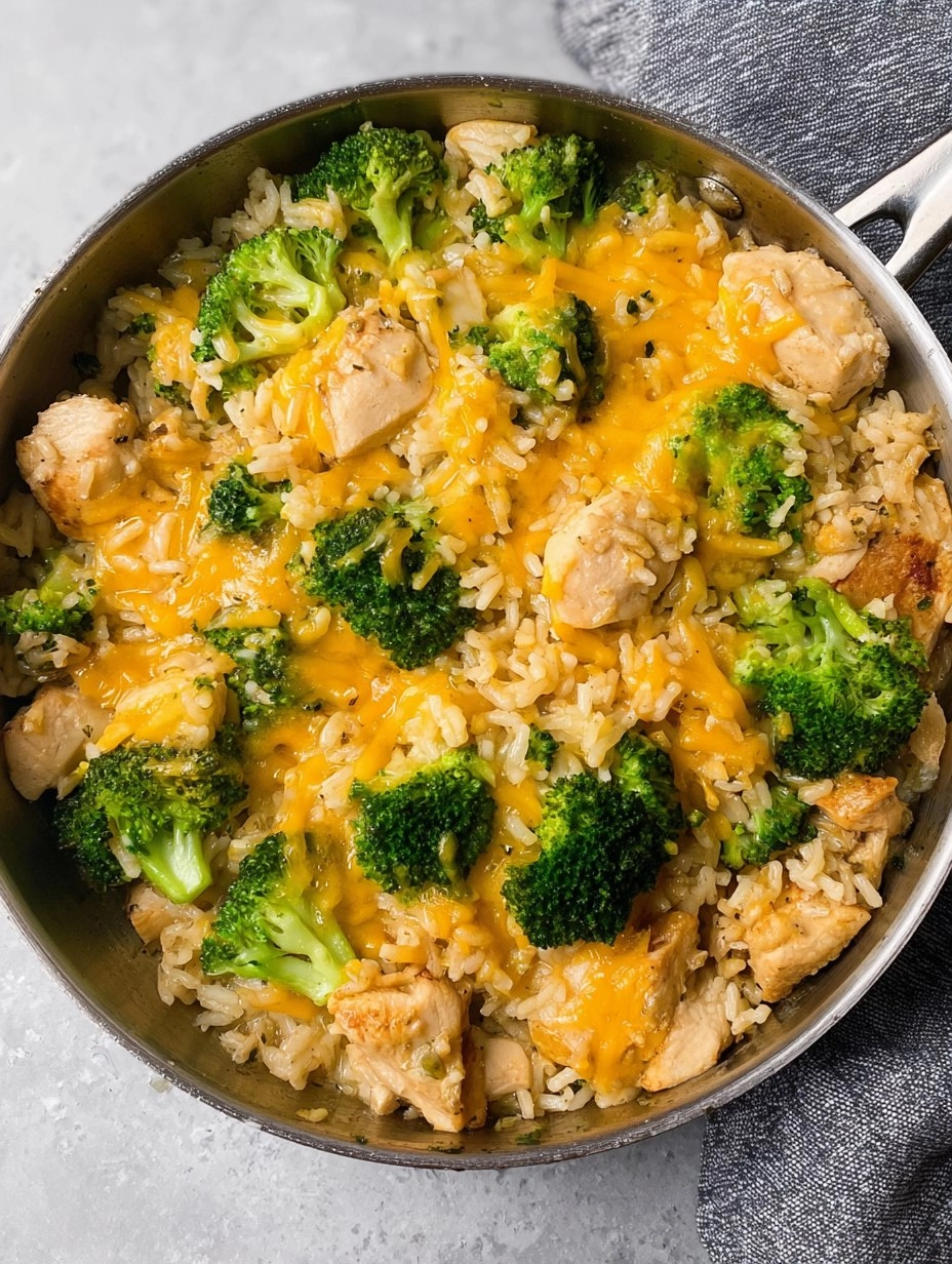 One Pan Cheesy Chicken Broccoli and Rice