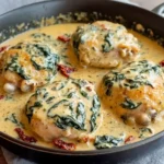 One-Pan-Creamy-Tuscan-Chicken-Thighs-with-Spinach-Sun-Dried-Tomatoes-Recipe