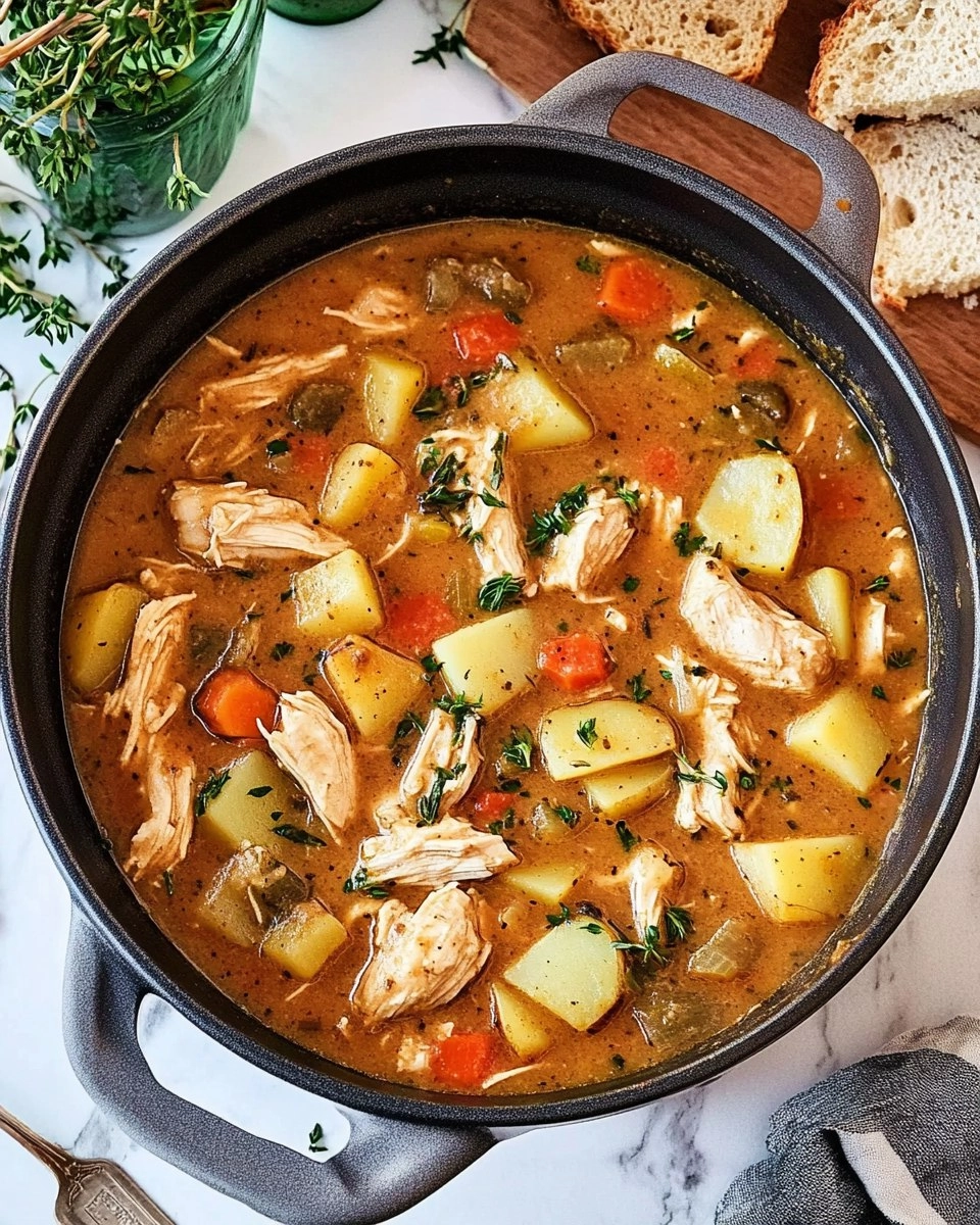 One-Pot Creamy Chicken & Potato Stew (Stovetop or Slow Cooker)
