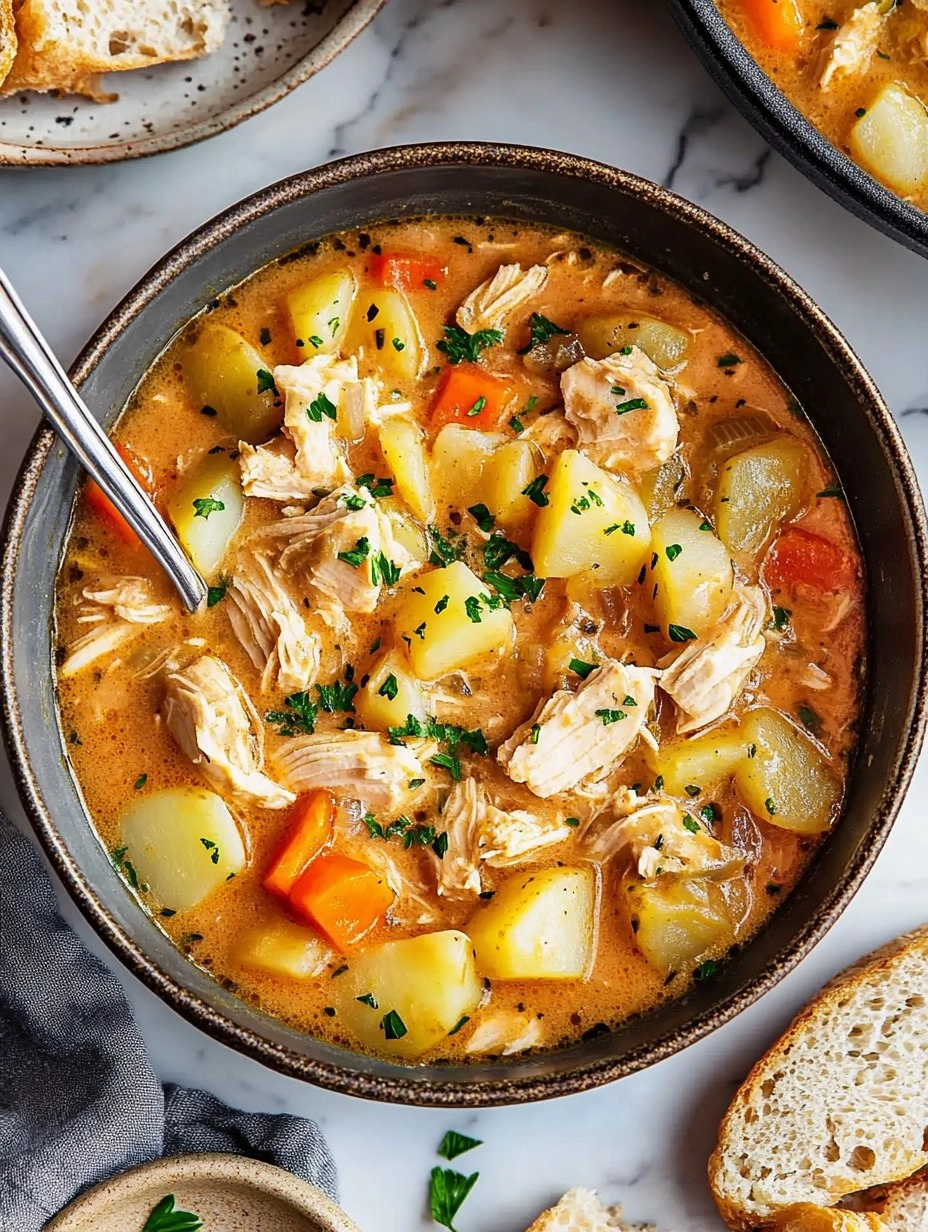 One-Pot Creamy Chicken & Potato Stew (Stovetop or Slow Cooker)