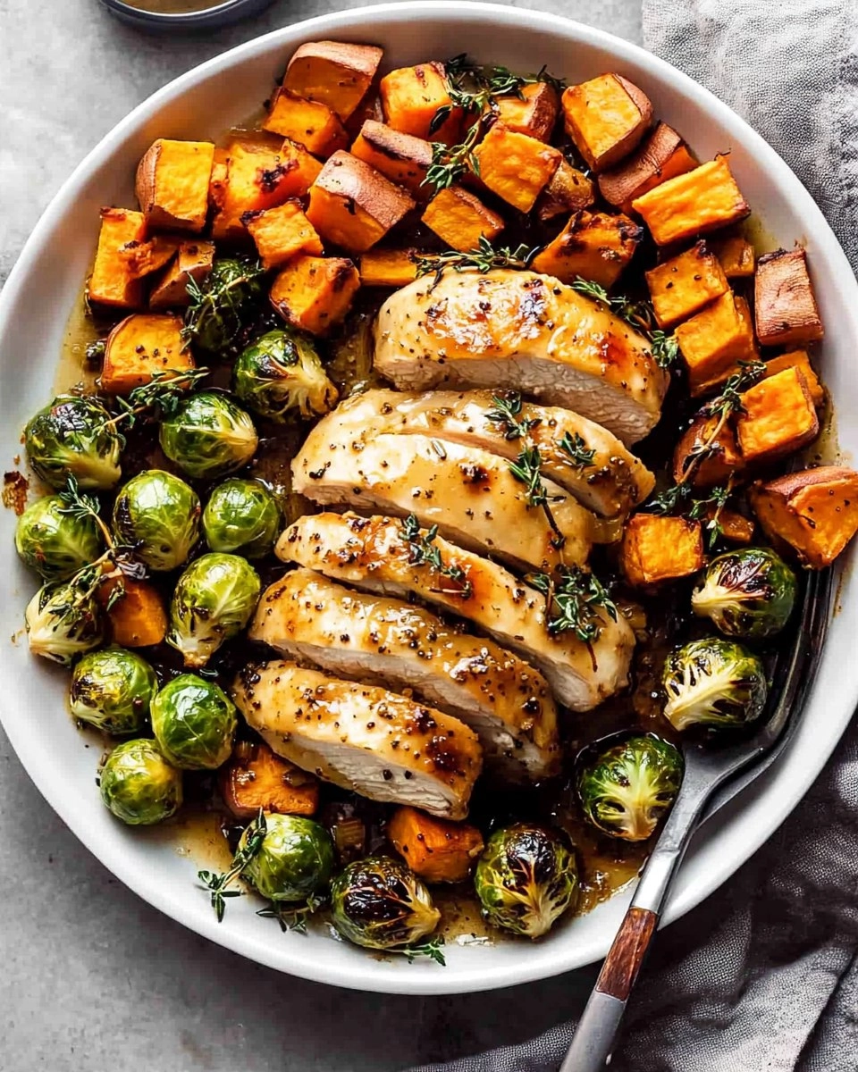 Sheet-Pan Maple Dijon Chicken with Brussels Sprouts & Sweet Potatoes