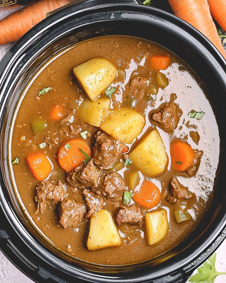 Slow Cooker Guinness Beef Stew with Potatoes & Carrots