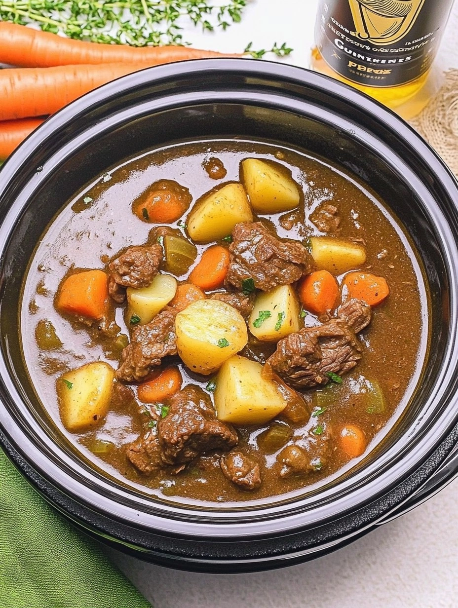 Slow Cooker Guinness Beef Stew with Potatoes & Carrots