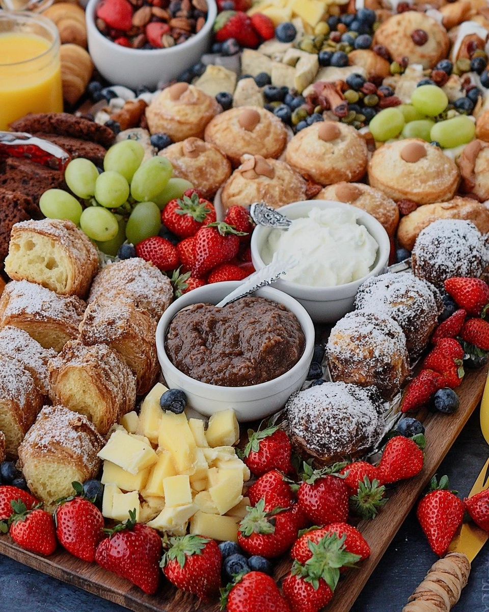Spring Brunch Board with Eggs, Pastries, Fruit & Dips