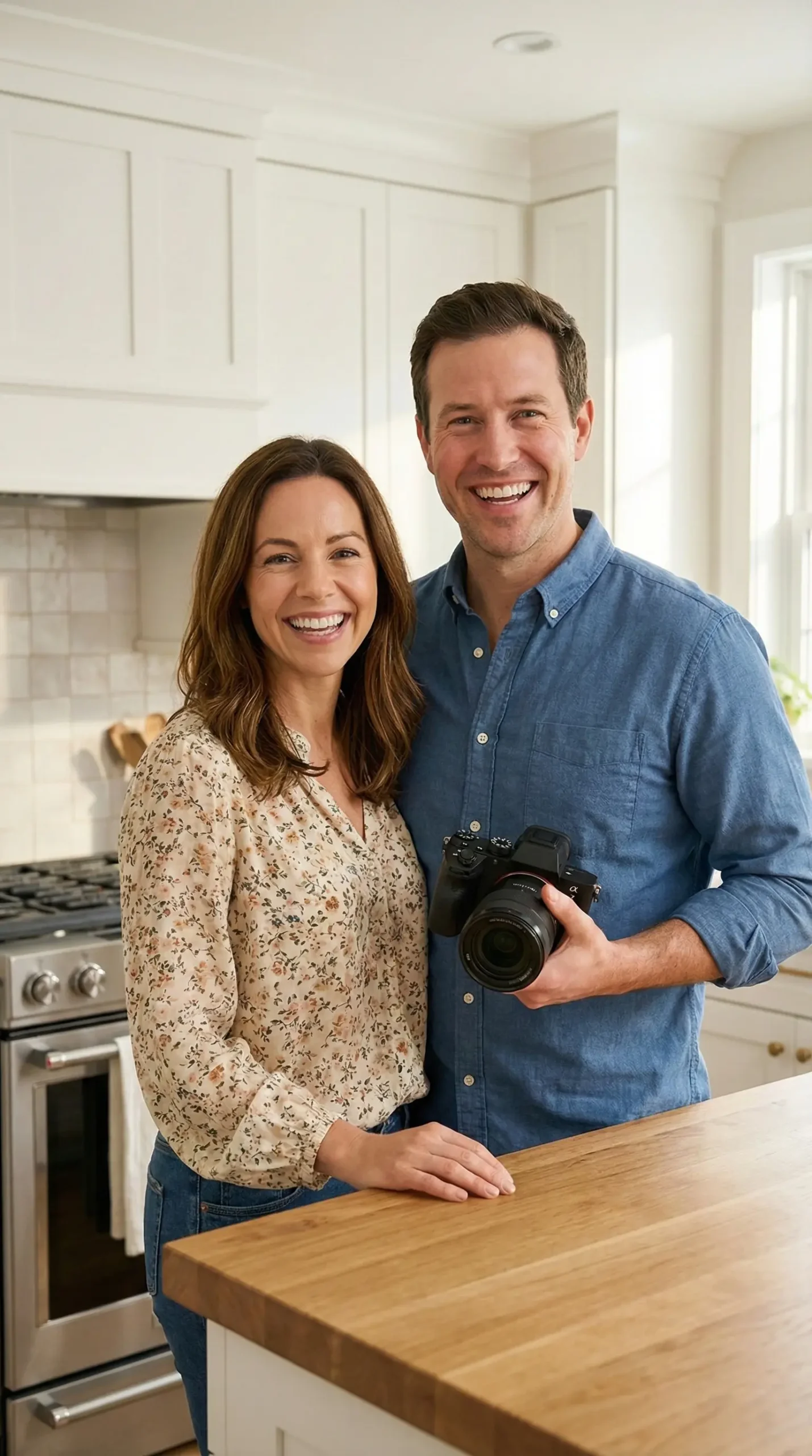 Lila and Adam in their living room
