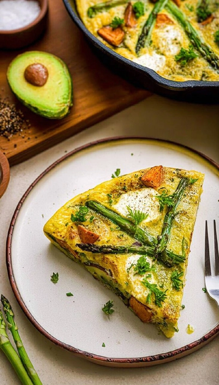 Asparagus Frittata with Goat Cheese & Sweet Potatoes