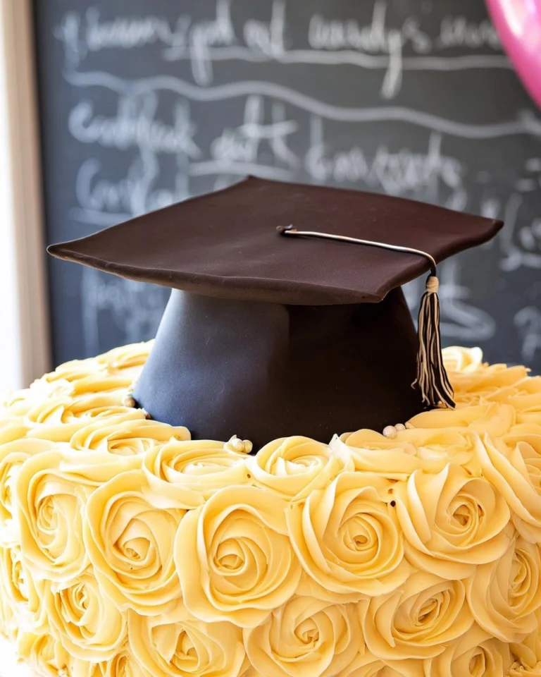 Elegant-Graduation-Cake-with-Fondant-Cap-Topper-Recipe
