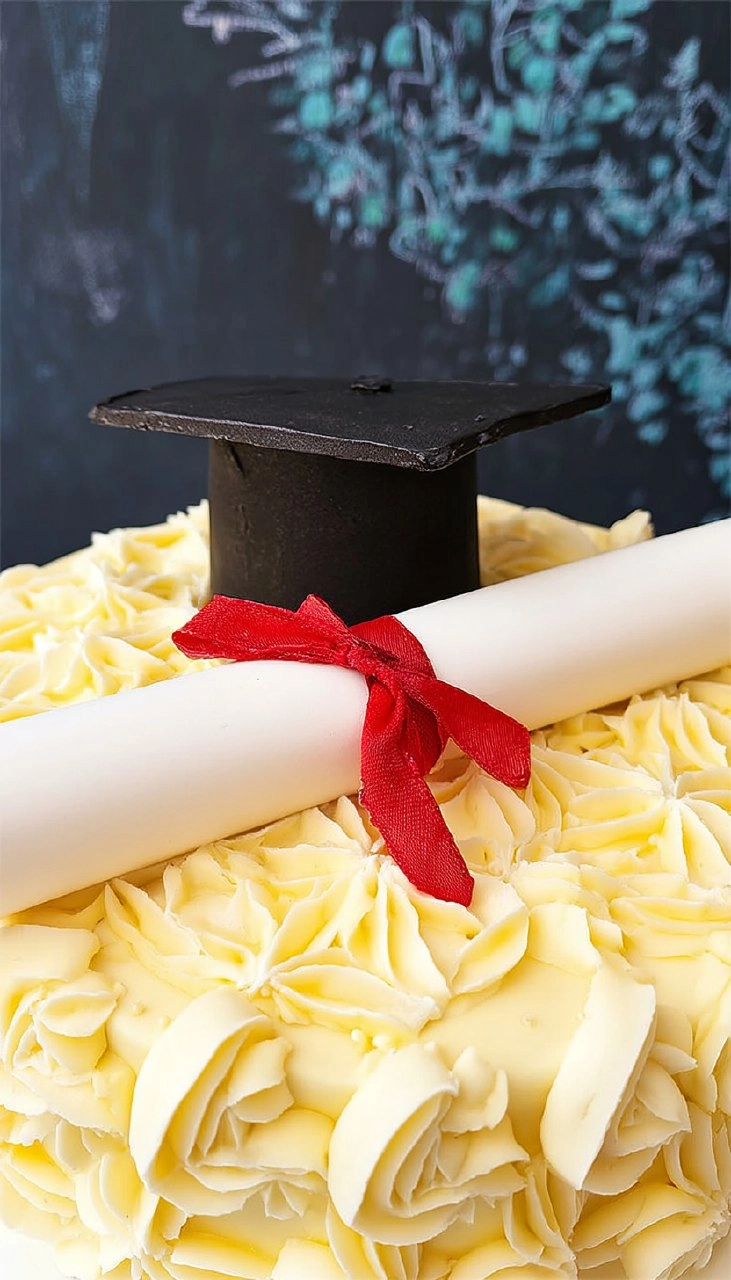 Elegant Graduation Cake with Fondant Cap Topper