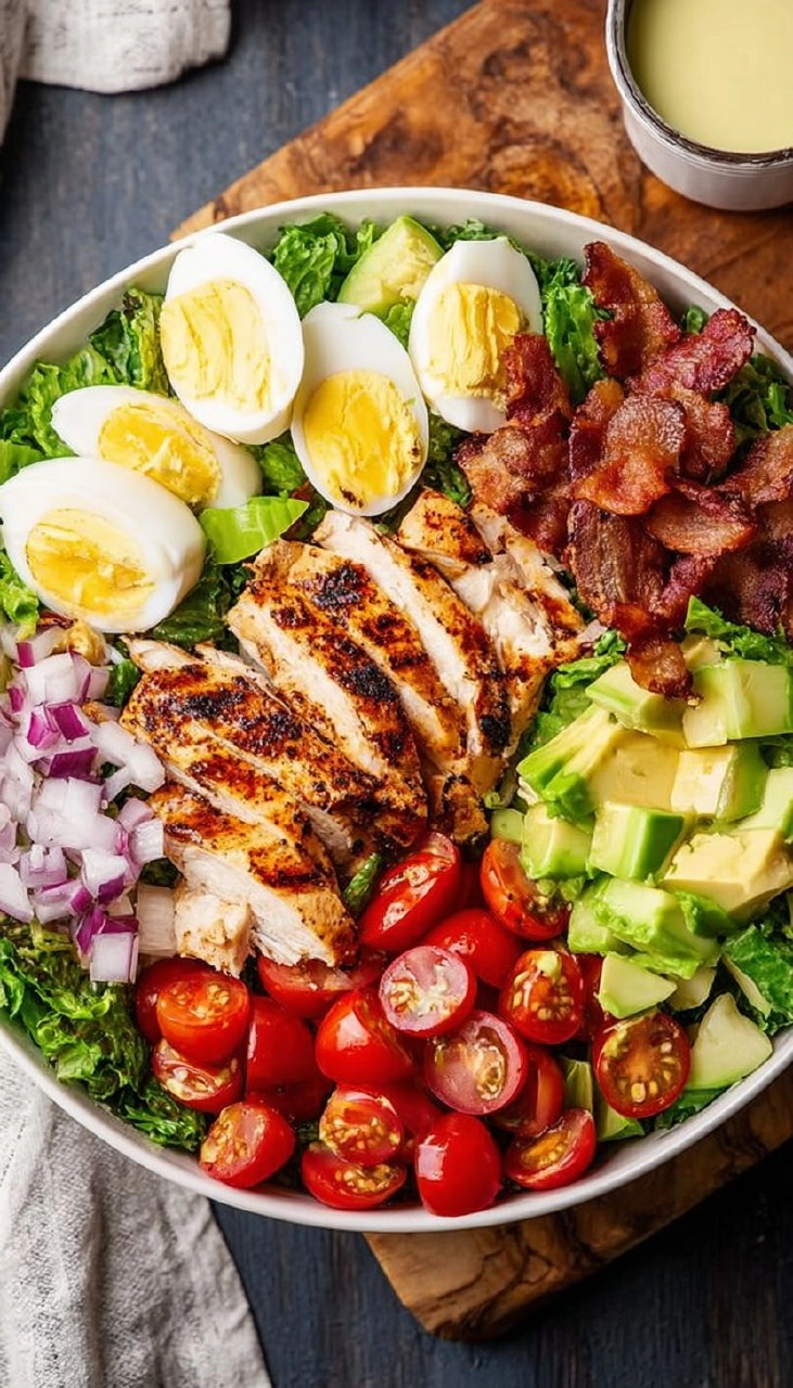 Healthy Grilled Chicken Cobb Salad with Honey Dijon Dressing
