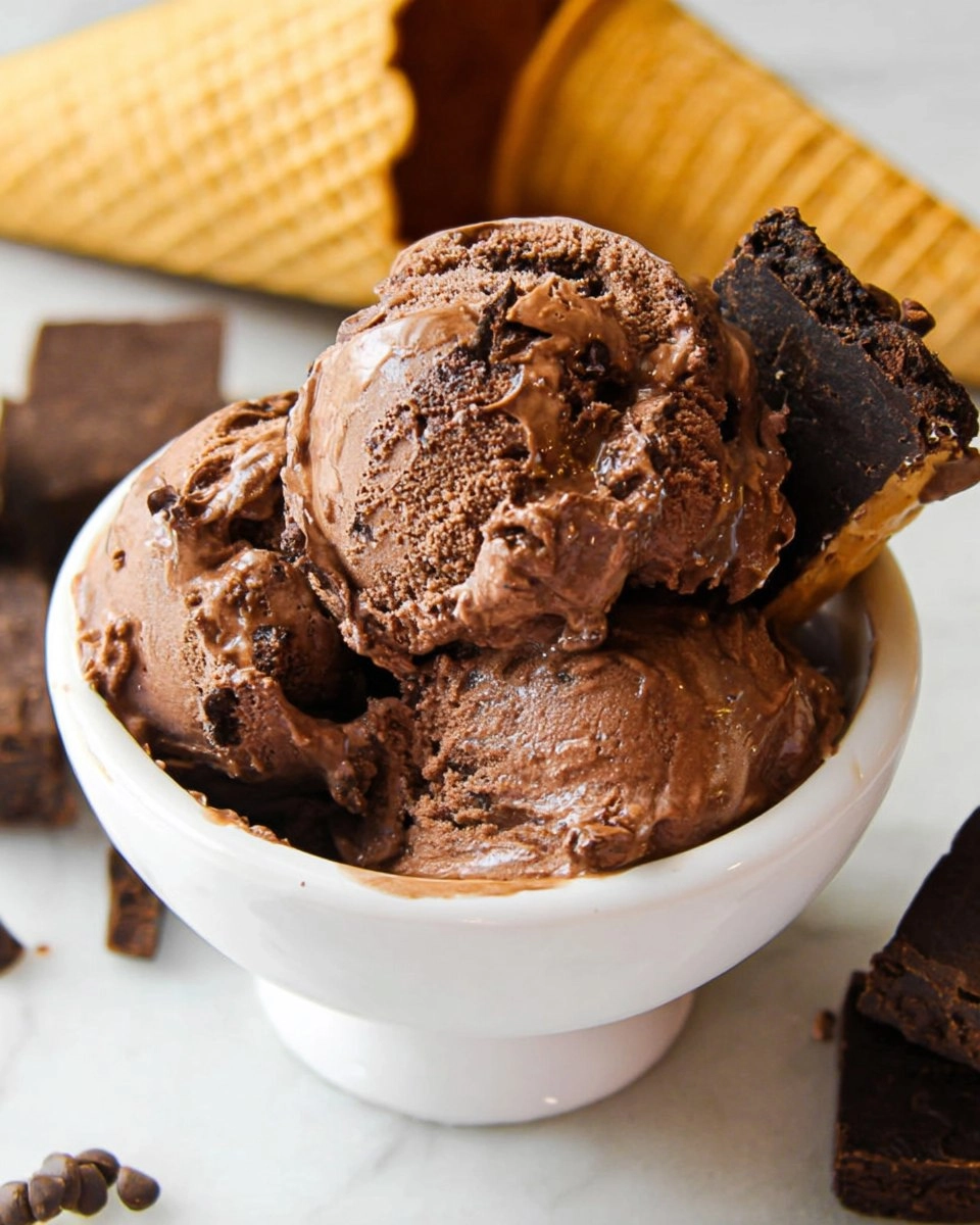 No Churn Chocolate Fudge Brownie Ice Cream