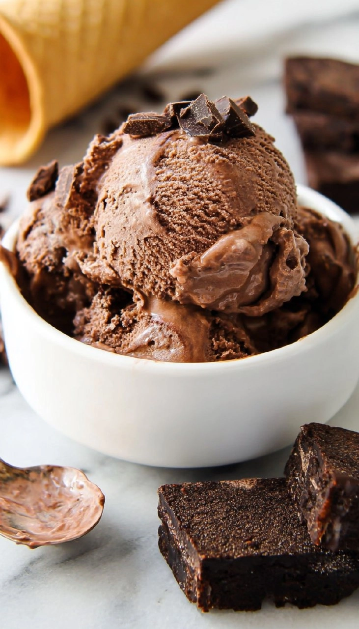 No Churn Chocolate Fudge Brownie Ice Cream