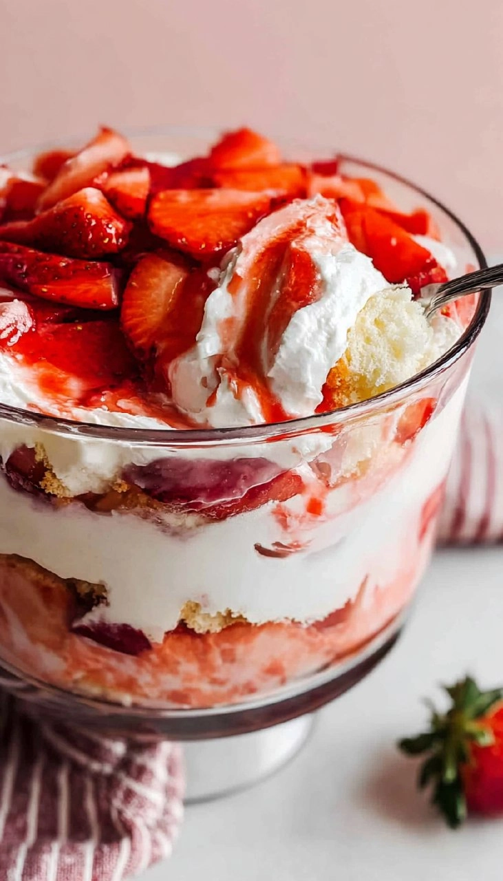 Strawberry Shortcake Trifle with Angel Food Cake