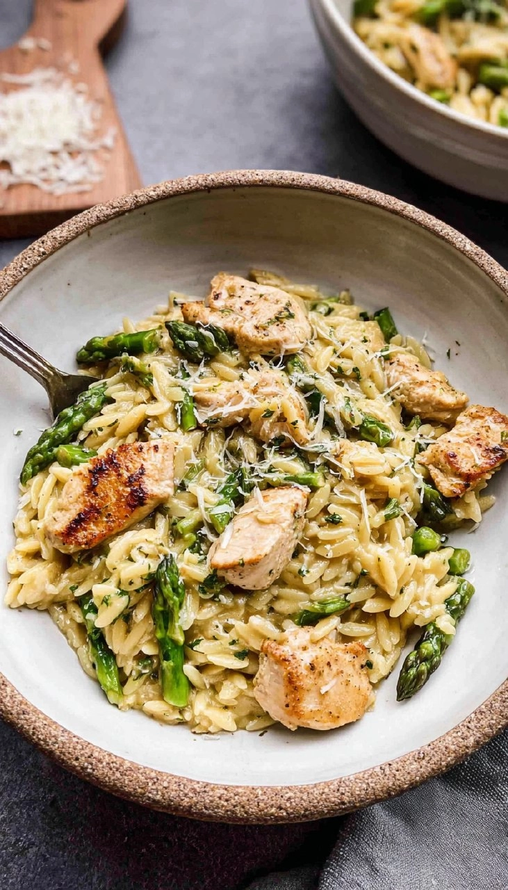 Asparagus Orzo with Chicken