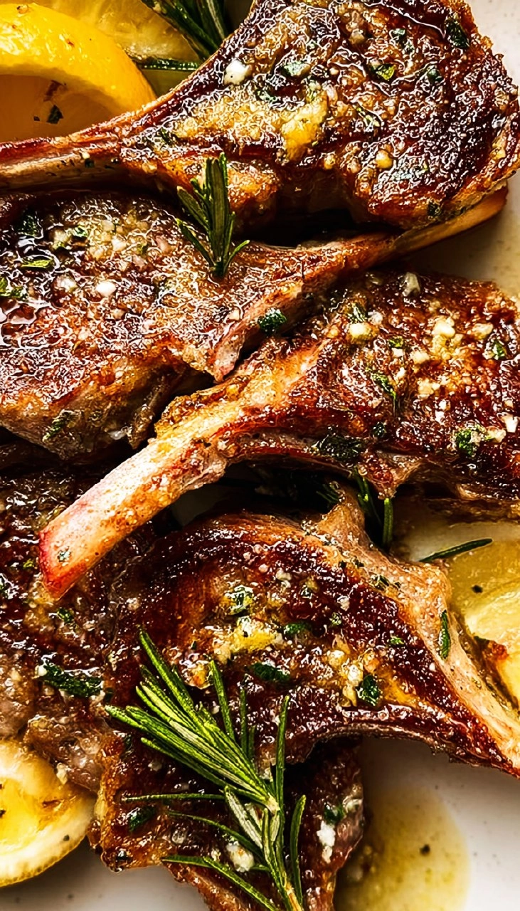 Garlic Rosemary Lamb Chops with Lemon Butter