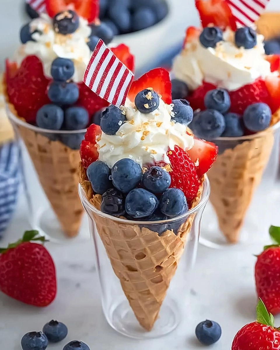 No-Bake 4th of July Patriotic Fruit Cones