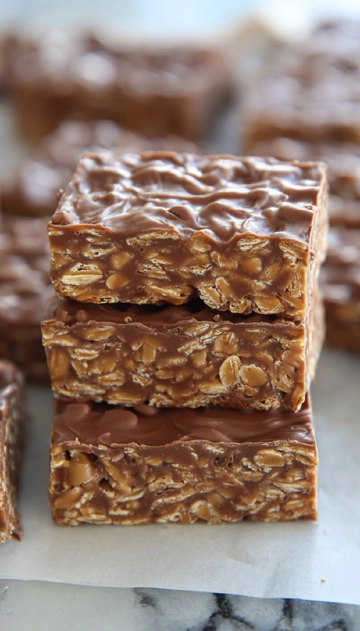 No Bake Chocolate Peanut Butter Oat Bars