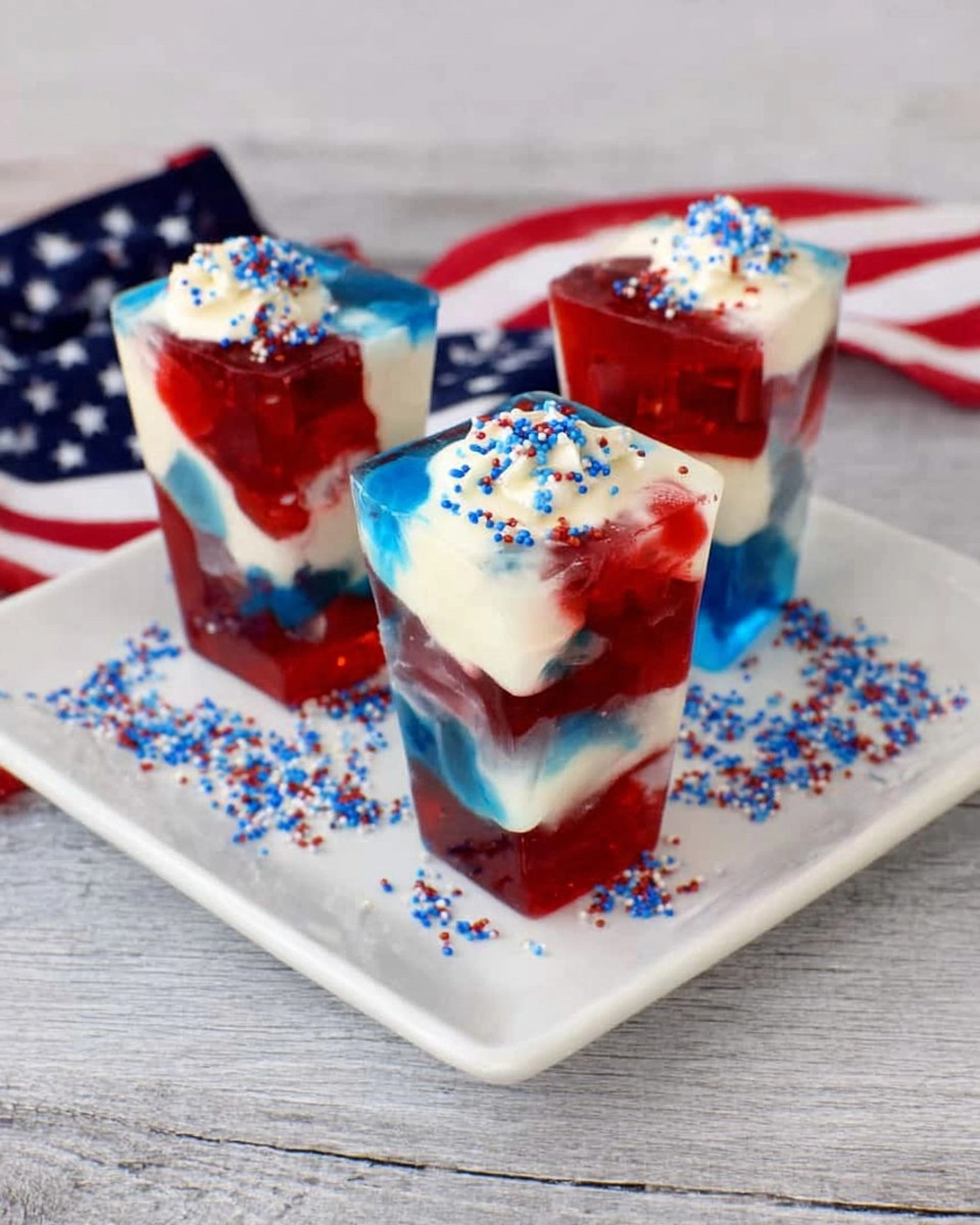 Red, White, and Blue Jello with Cream