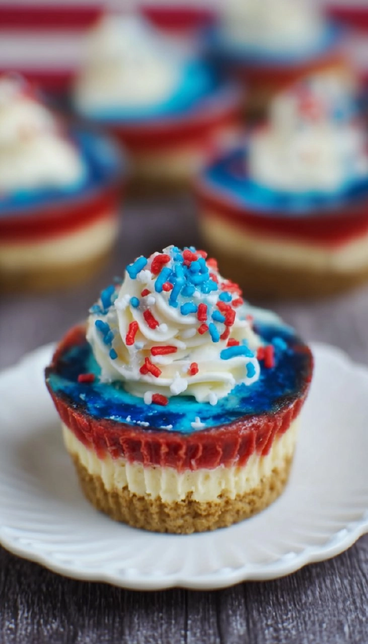 Red, White and Blue Mini Cheesecakes