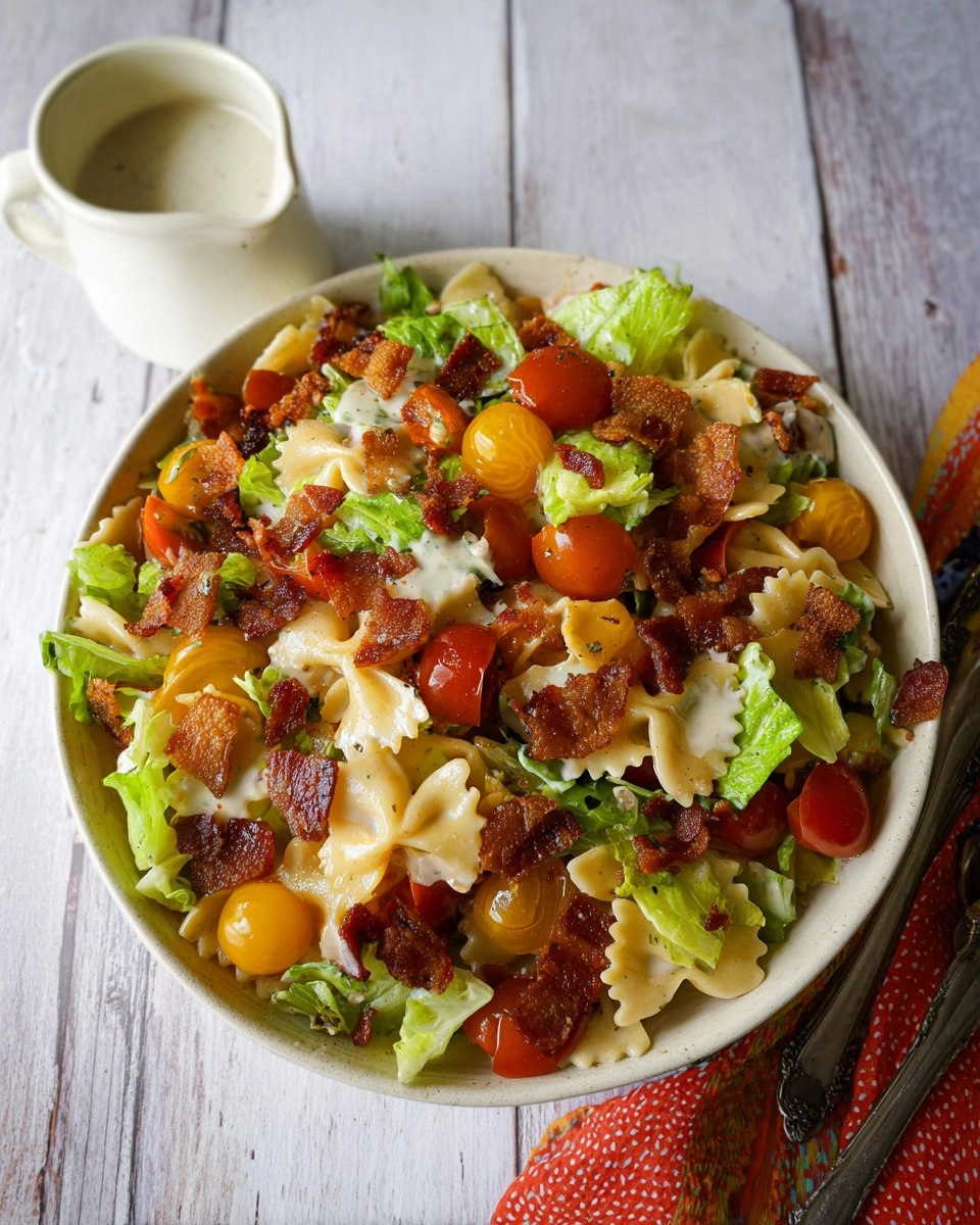 BLT Pasta Salad with Buttermilk Ranch Dressing 89 BLT Pasta Salad with Buttermilk Ranch Dressing