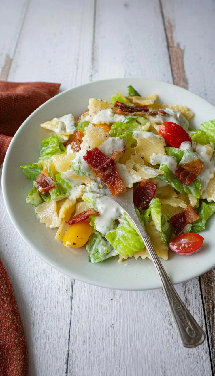BLT Pasta Salad with Buttermilk Ranch Dressing 90 BLT Pasta Salad with Buttermilk Ranch Dressing