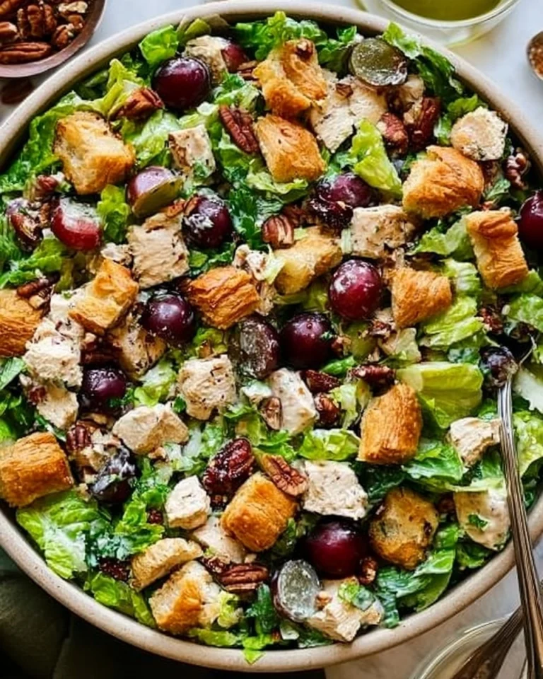 Chicken-Salad-with-Grapes-Pecans-and-Croissant-Croutons-Recipe