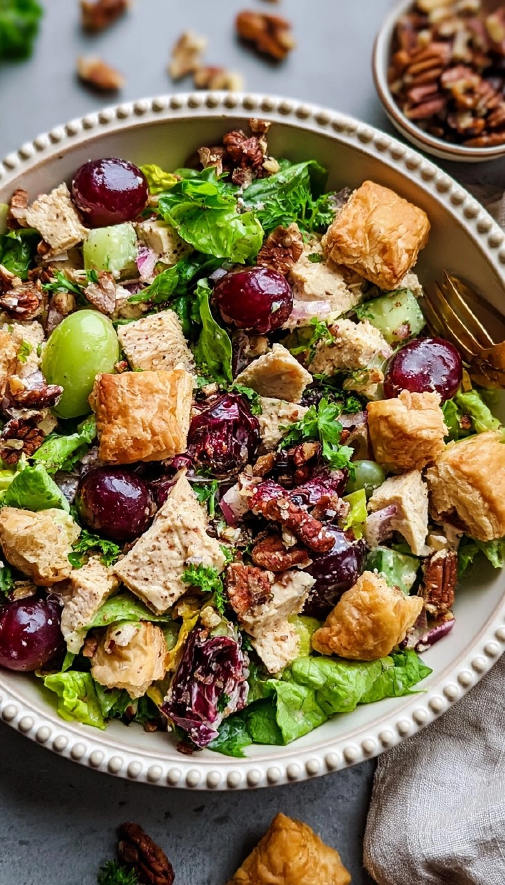 Chicken Salad with Grapes, Pecans, and Croissant Croutons