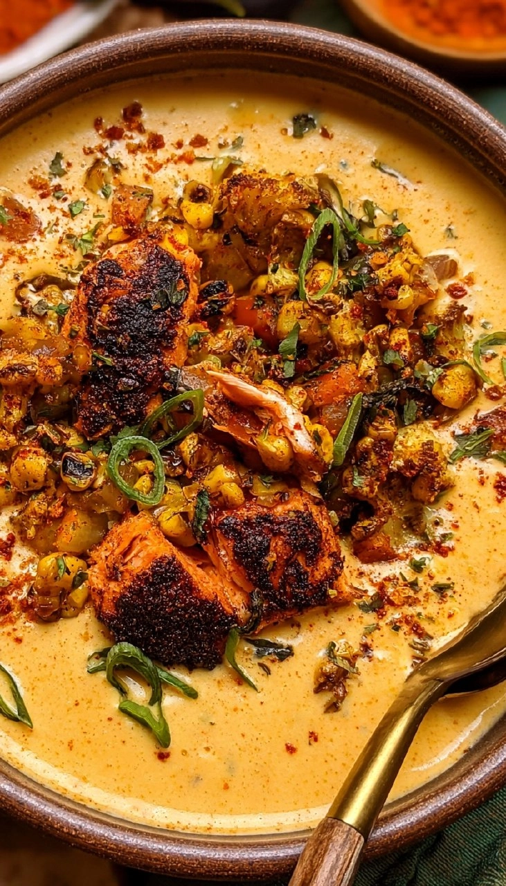 Creamy Blackened Salmon Chowder