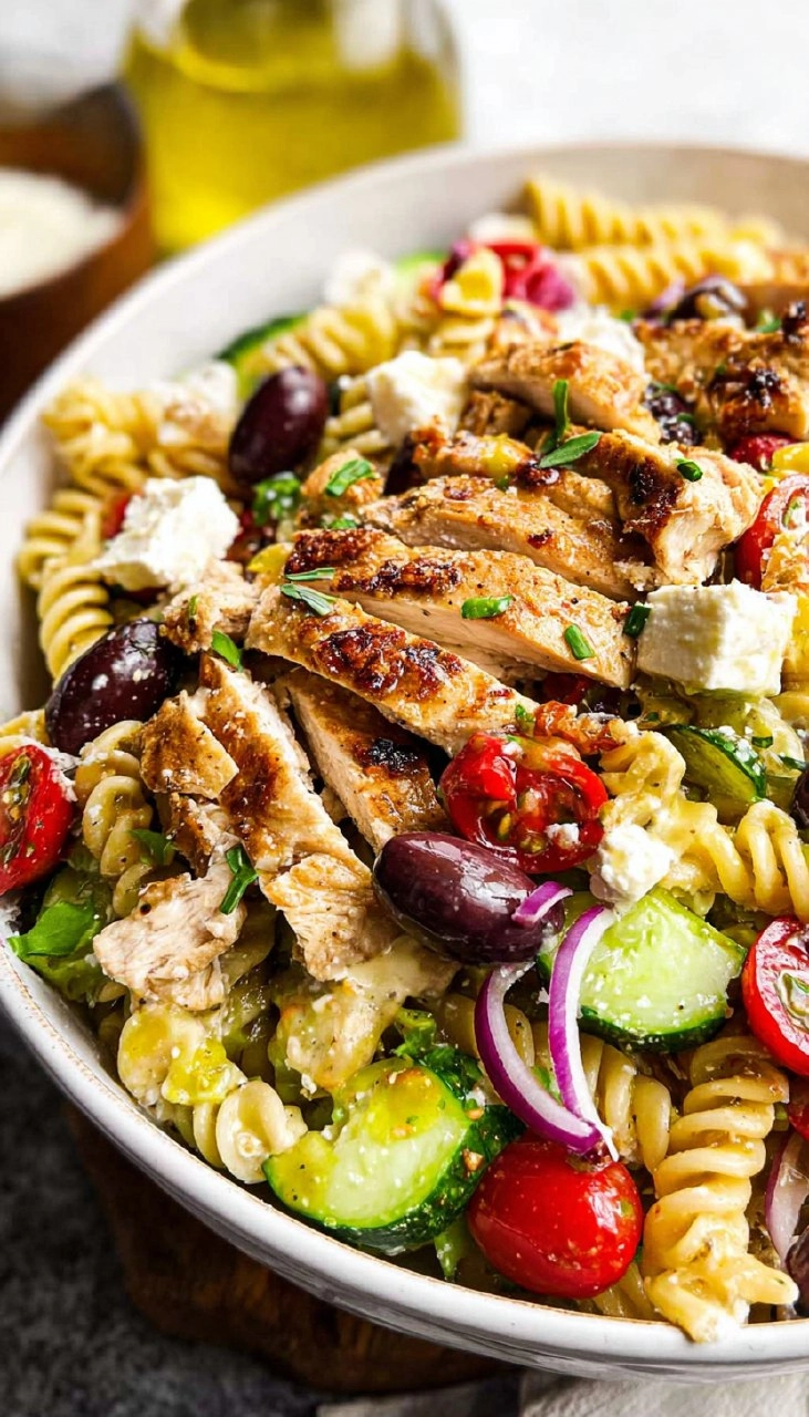 Greek Chicken Pasta Salad (Healthy, High Protein, Easy Meal Prep)